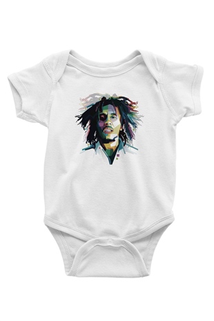 Bob Marley Beyaz Bebek Body - Zıbın