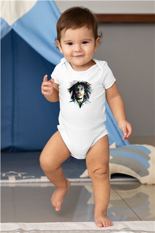 Bob Marley Beyaz Bebek Body - Zıbın