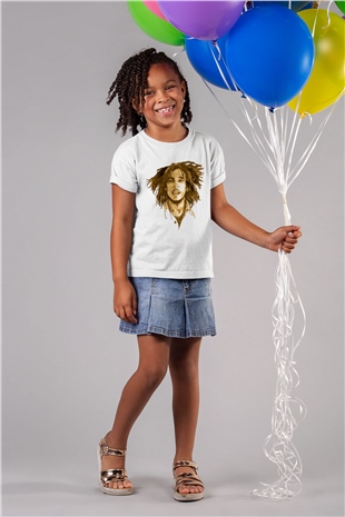 Bob Marley Beyaz Unisex Çocuk Tişört