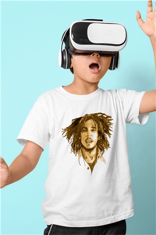 Bob Marley Beyaz Unisex Çocuk Tişört