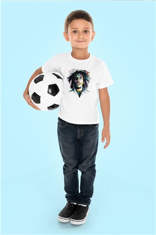 Bob Marley Beyaz Unisex Çocuk Tişört