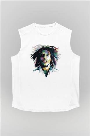 Bob Marley Beyaz Unisex Kolsuz Tişört