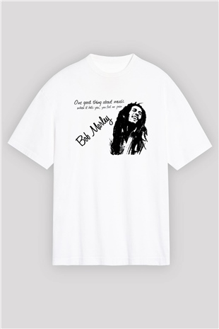 Bob Marley Beyaz Unisex Oversize Tişört T-Shirt