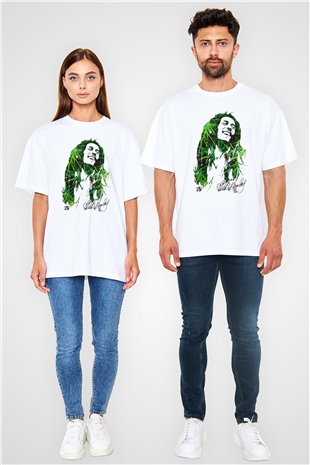 Bob Marley Beyaz Unisex Oversize Tişört T-Shirt