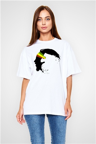 Bob Marley Beyaz Unisex Oversize Tişört T-Shirt