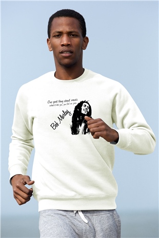 Bob Marley Beyaz Unisex Sweatshirt