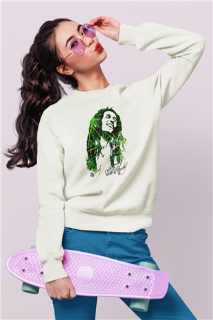 Bob Marley Beyaz Unisex Sweatshirt