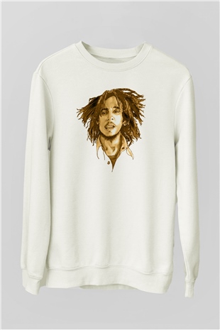 Bob Marley Beyaz Unisex Sweatshirt