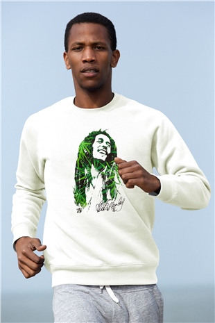 Bob Marley Beyaz Unisex Sweatshirt