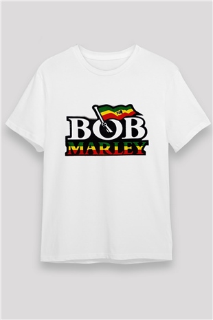 Bob Marley Beyaz Unisex Tişört T-Shirt - TişörtFabrikası