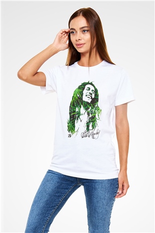 Bob Marley Beyaz Unisex Tişört T-Shirt - TişörtFabrikası