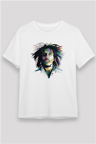 Bob Marley Beyaz Unisex Tişört T-Shirt - TişörtFabrikası