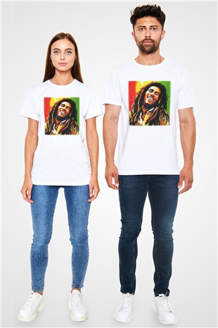 Bob Marley Beyaz Unisex Tişört T-Shirt - TişörtFabrikası