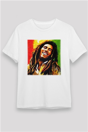 Bob Marley Beyaz Unisex Tişört T-Shirt - TişörtFabrikası