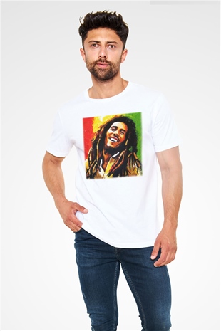 Bob Marley Beyaz Unisex Tişört T-Shirt - TişörtFabrikası