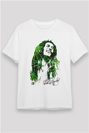 Bob Marley Beyaz Unisex Tişört T-Shirt - TişörtFabrikası