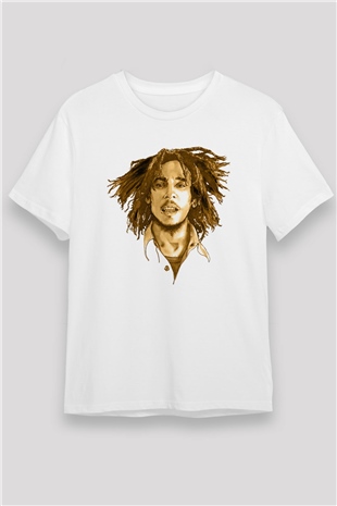 Bob Marley Beyaz Unisex Tişört T-Shirt - TişörtFabrikası