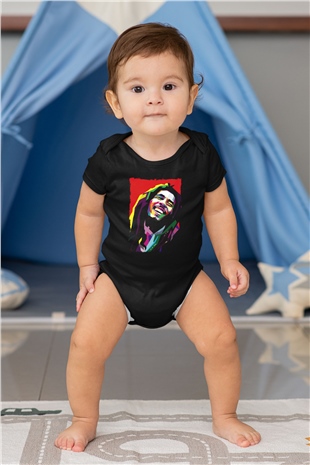 Bob Marley Siyah Bebek Body - Zıbın