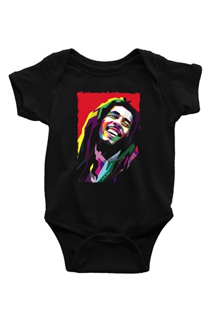 Bob Marley Siyah Bebek Body - Zıbın