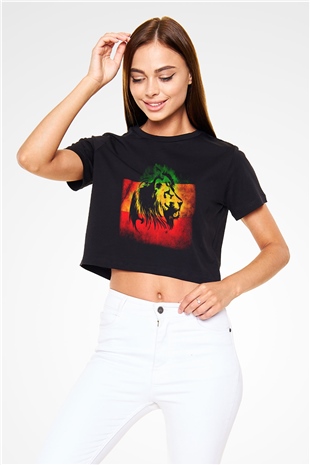 Bob Marley Siyah Crop Top Tişört