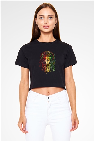 Bob Marley Siyah Crop Top Tişört