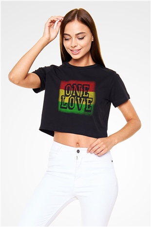 Bob Marley Siyah Crop Top Tişört