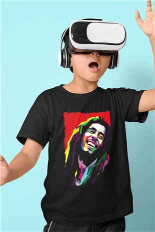 Bob Marley Siyah Unisex Çocuk Tişört