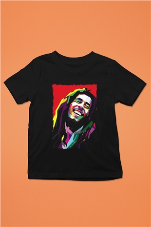 Bob Marley Siyah Unisex Çocuk Tişört