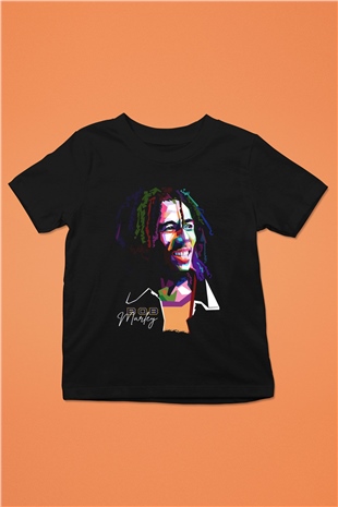 Bob Marley Siyah Unisex Çocuk Tişört