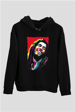 Bob Marley Siyah Unisex Kapüşonlu Sweatshirt