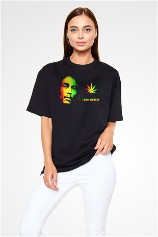 Bob Marley Siyah Unisex Oversize Tişört T-Shirt