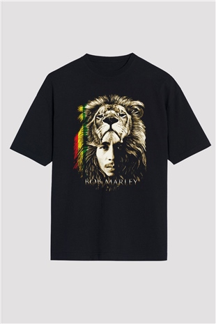 Bob Marley Siyah Unisex Oversize Tişört T-Shirt