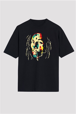 Bob Marley Siyah Unisex Oversize Tişört T-Shirt