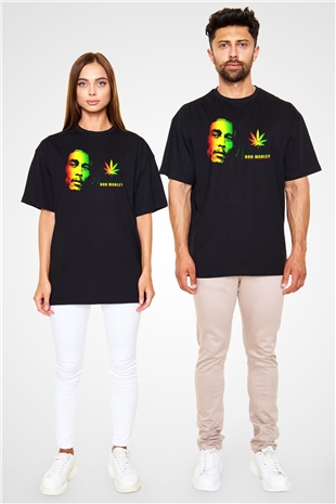 Bob Marley Siyah Unisex Oversize Tişört T-Shirt