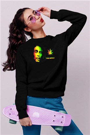 Bob Marley Siyah Unisex Sweatshirt