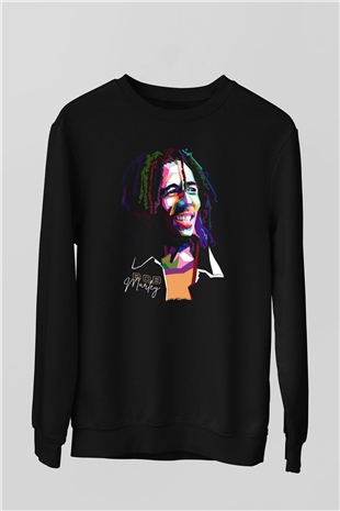Bob Marley Siyah Unisex Sweatshirt