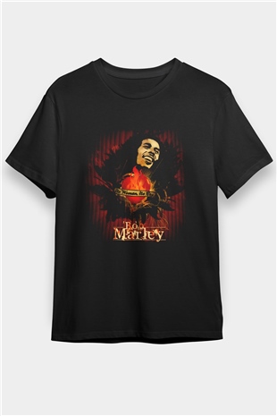 Bob Marley Siyah Unisex Tişört T-Shirt - TişörtFabrikası