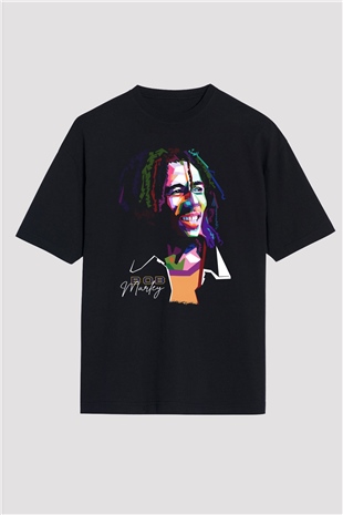 Bob Marley Siyah Oversize Tişört Oversize T-shirt - TişörtFabrikası