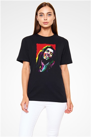 Bob Marley Siyah Unisex Tişört T-Shirt - TişörtFabrikası
