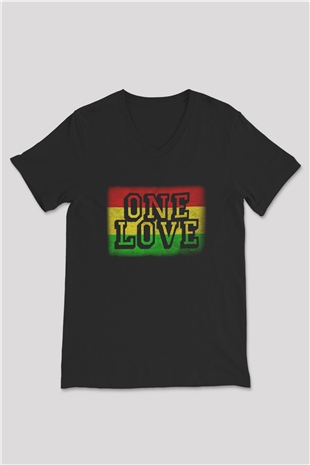 Bob Marley Siyah Unisex V Yaka Tişört T-Shirt