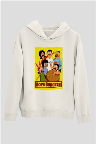 Bobs Burgers Beyaz Unisex Hoodie