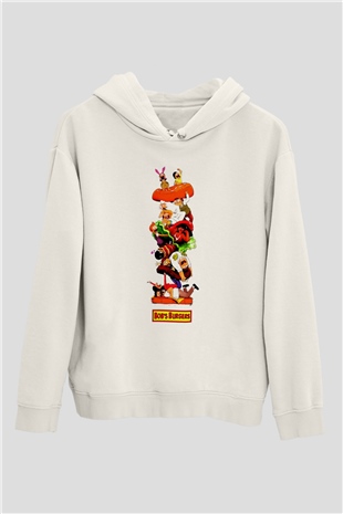 Bobs Burgers Beyaz Unisex Hoodie