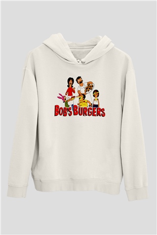 Bobs Burgers Beyaz Unisex Hoodie