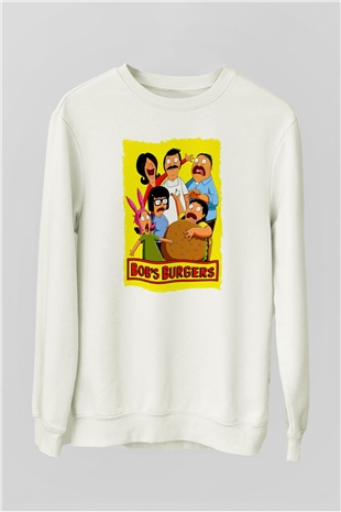 Bobs Burgers Beyaz Unisex Sweatshirt