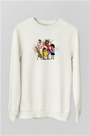 Bobs Burgers Beyaz Unisex Sweatshirt