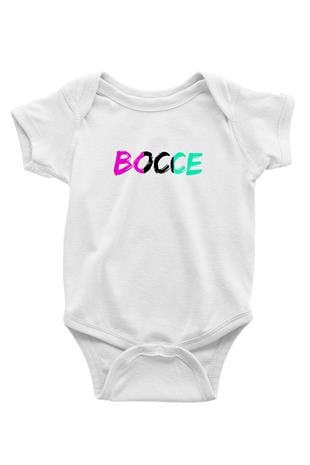 Bocce Baskılı Beyaz Bebek Body - Zıbın