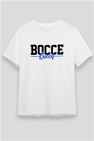 Bocce Baskılı Unisex Beyaz Tişört - Tshirt