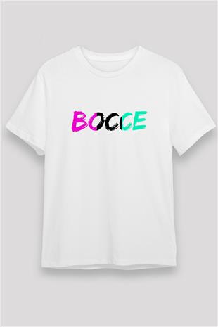 Bocce Baskılı Unisex Beyaz Tişört - Tshirt