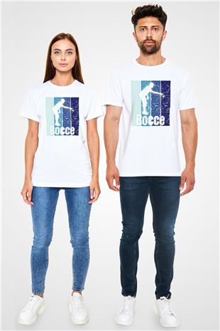 Bocce Baskılı Unisex Beyaz Tişört - Tshirt
