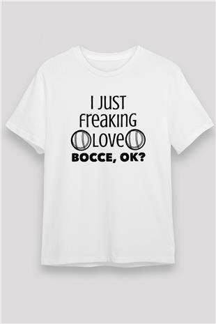 Bocce Baskılı Unisex Beyaz Tişört - Tshirt